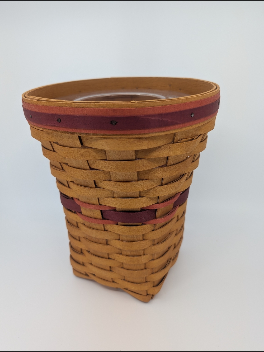 Handwoven Decorative Amber and Burgundy Wicker Vase Holder